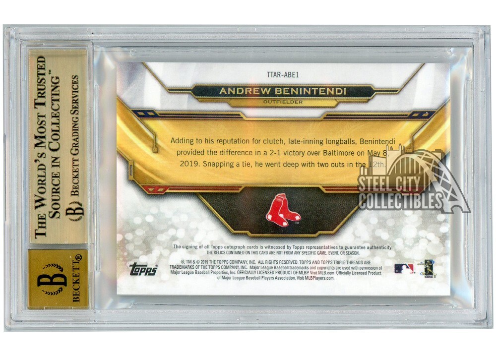 Andrew Benintendi 2019 Topps Triple Threads Wood Patch Auto