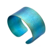 Anodized Titanium Wide Textured Cuff Bracelets
