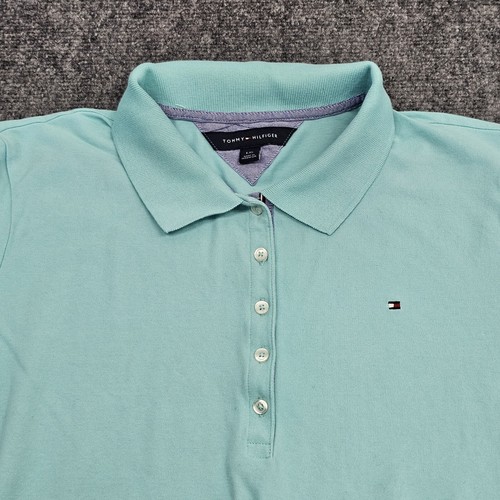 Tommy Hilfiger Polo Shirt Women's Large Teal Blue Green Ladies Casual T-Shirt - Picture 3 of 17