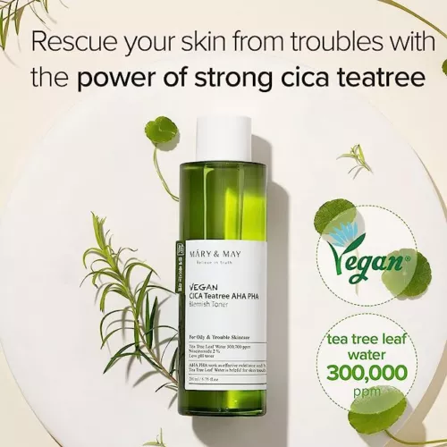 Mary&May - Vegan Cica Teatree AHA PHA Blemish Toner 200ml