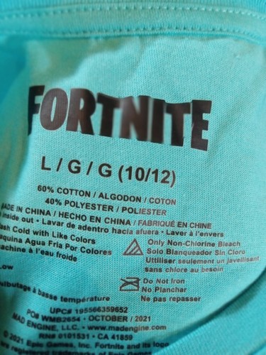 Fortnite Boys T-shirt Size Large 10-12 Short Sleeve Blue Purple Bear - Picture 8 of 9