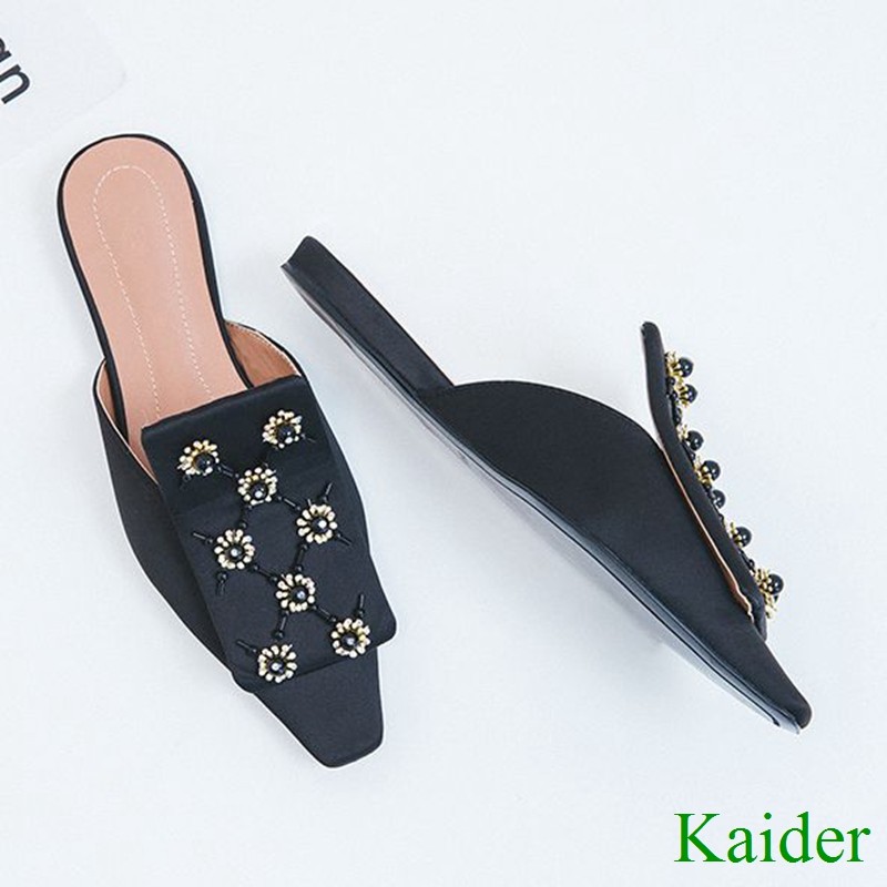 Loafers Womens Square Toe Slipper Formal Low Heels Rhinestones Mules Flats shoes Loafers Womens Square Toe Slipper Formal Low Heels Rhinestones Mules Flats shoes