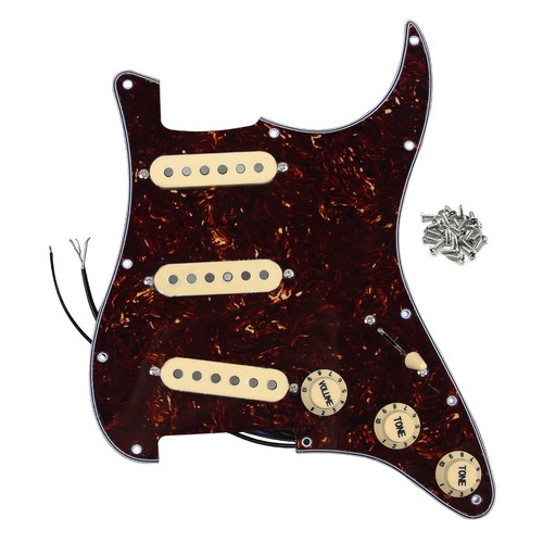 Golpeador cargado de guitarra ST SSS precableado FLEOR Alnico 5 pastillas interruptor para ST - Imagen 18 de 25