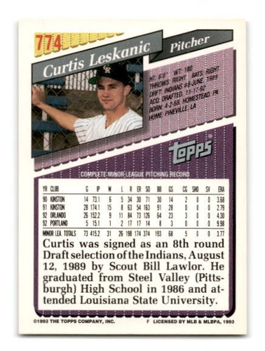 1993 Topps Baseball Card #476 - #825 - - - Pick A Card - - - Complete A Set - Picture 375 of 439