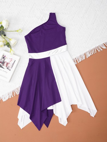 Girls Praise Dance Dress Color Block Shiny Dress Metallic Liturgical Costume - Bild 33 von 131