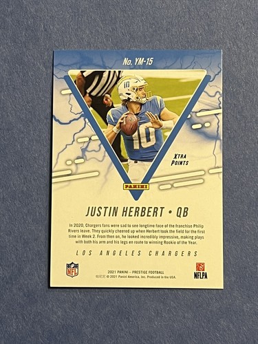 2021 Panini Prestige - Youth Movement Xtra Points Pink #YM-15 Justin Herbert /50 - Picture 3 of 3