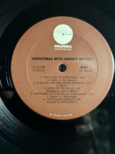 Johnny Mathis  CHRISTMAS  With STEREO  VINYL LP Record Columbia Limited Edition - Foto 6 di 8