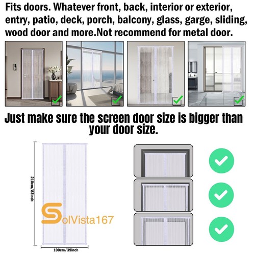 Magnetic Screen Door Heavy Duty Hands-Free Mosquito Mesh Anti Bugs Fly Curtain - Picture 5 of 17