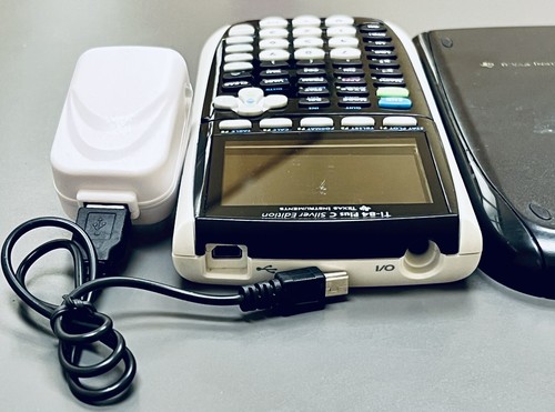 TI-84 Plus C SILVER EDITION Graphing Calc. Black Cover + Power Chord Works Great - Picture 8 of 10