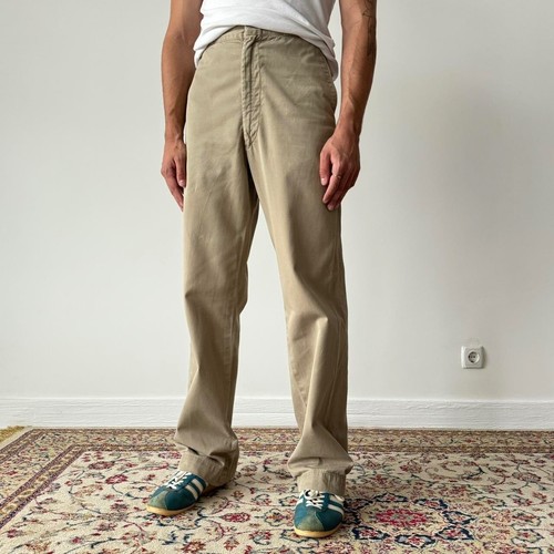 Pantalones chinos beige uniforme garra cremallera 'rápida' del ejército de Estados Unidos vintage de los años 60