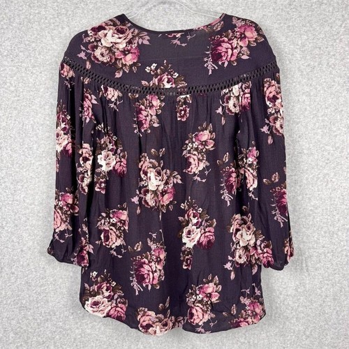 Daniel Rainn Women's Floral V Neck Crochet Detail Blouse Multicolor Size M - Bild 4 von 10