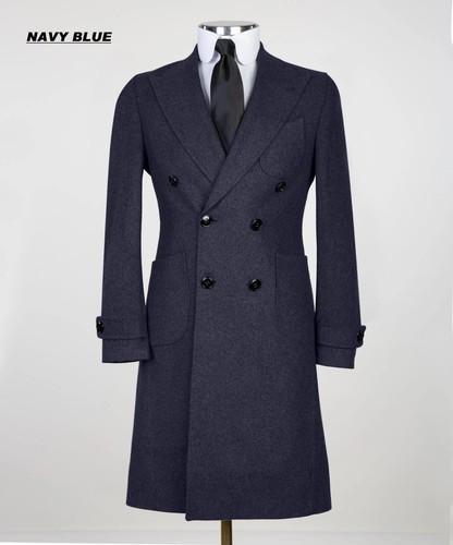Mens Overcoats Double Breasted Mid Long Trench Coats 100% Wool Thick Warm Coat - Picture 9 of 10