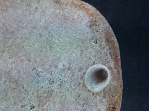 Hongshan Orange Nephrite Jade Face pendant heavy erosion - Picture 7 of 11
