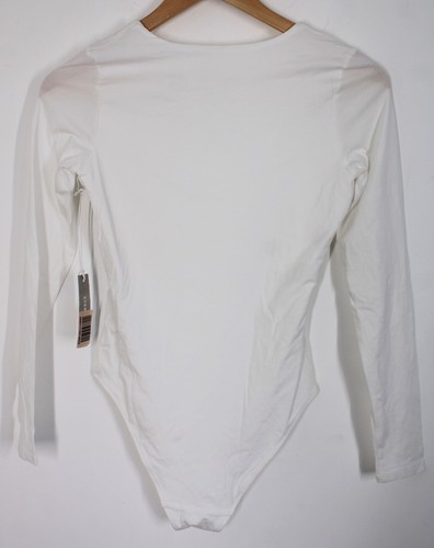 NWT Everlane XS White Long Sleeve Supima Cotton Square Neck Bodysuit Top - 第 3/6 張圖片