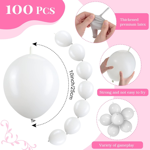 100 Pcs Link Balloon 10 Inch Linkable Balloon Latex Linking Balloons Connected G - Picture 2 of 12
