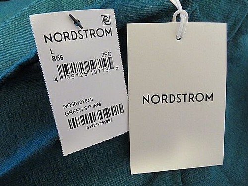 NWT Nordstrom 2-pc Long Pajamas - Misses size L - Green Storm - Beautiful! - Picture 6 of 6