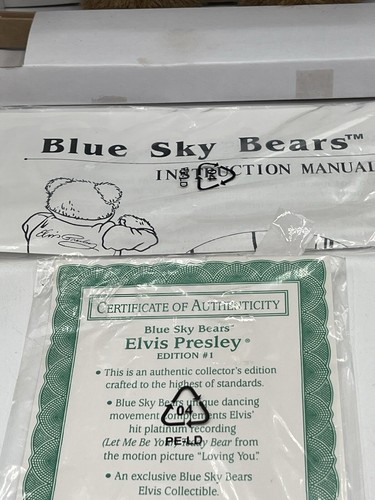 Vintage Blue Sky Bears Dancing Singing Elvis Presley Bear in box w/coa New - Picture 10 of 10