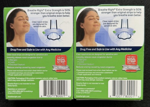 ๐๏ธ Lot of 2 Breathe Right Extra Strength Nasal Strips โ 52 Total Clear Strips - Picture 3 of 3