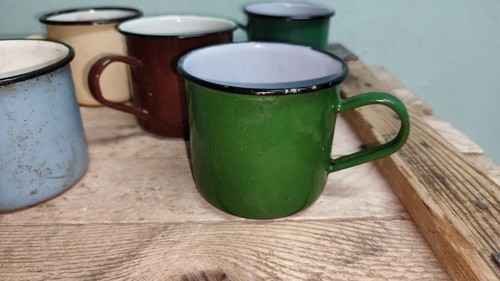 LOT x 5 VINTAGE USSR SOVIET RUSSIAN ENAMEL MUG CUP ARMY 5 pcs., NEW - Picture 3 of 10