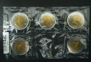 *FREE SHIP* CANADA 2015 SIR JOHN A MACDONALD Toonie Two Dollar 5-Pack SEALED