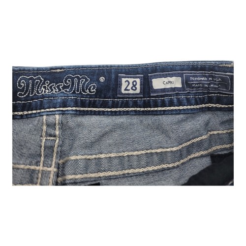 Miss Me Jeans Womens 28 Blue Capri Crop Embroidered Denim Boho Hip Hop - Picture 7 of 9