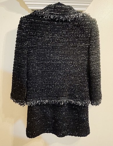 St. John Black And Silver Boucle Knitted Skirt Suit Size 2, Resort Collection - Photo 5/24