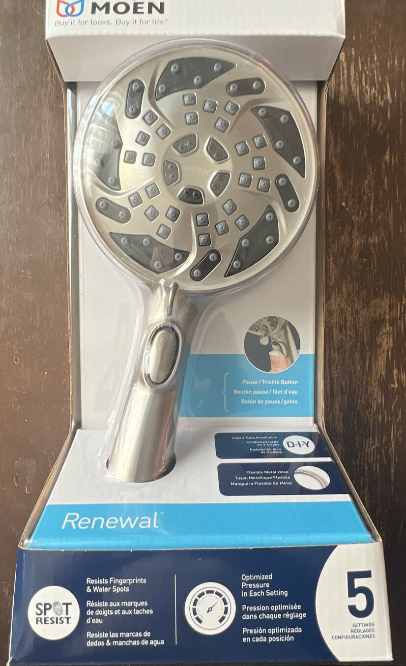 Moen 26034SRN Renewal 5Setting Handheld Showerhead w/Hose Brushed