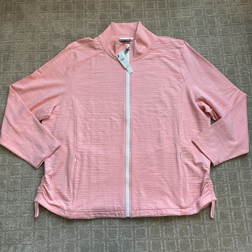T By Talbots Sun Protection UPF 50 Women Sz 3X Full Zip Jacket Stretch Peach NWT