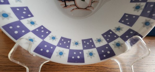 Snowman Soup Salad Bowls (pair) 8" Cardinal Bird House Stoneware White Purple ! - Picture 4 of 19