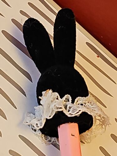 RARE VTG 1980s Pencil Topper Toy Mini Black Easter Bunny Rabbit Hippity Hop 🐇 - Picture 5 of 6