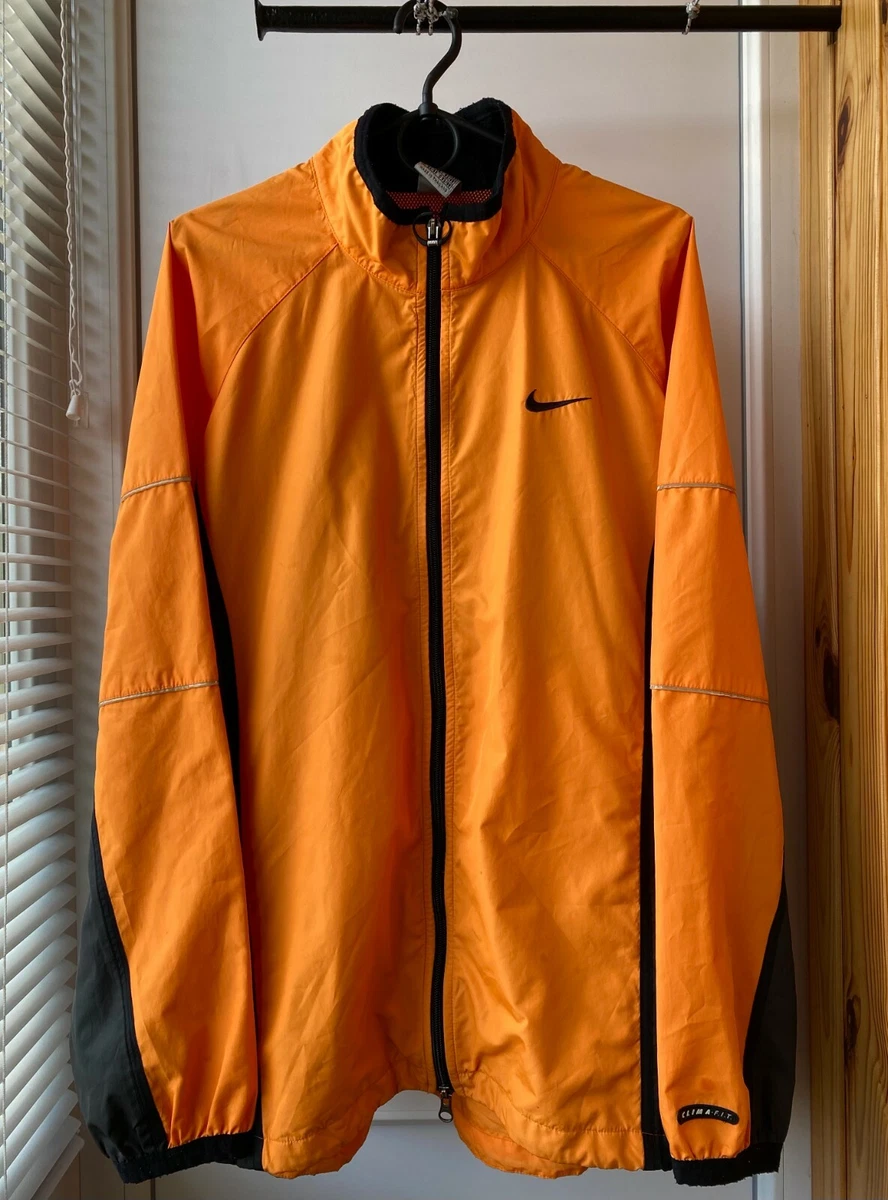 Vintage Nike Mens Windbreaker Nylon Full Zip Jacket Black Orange L