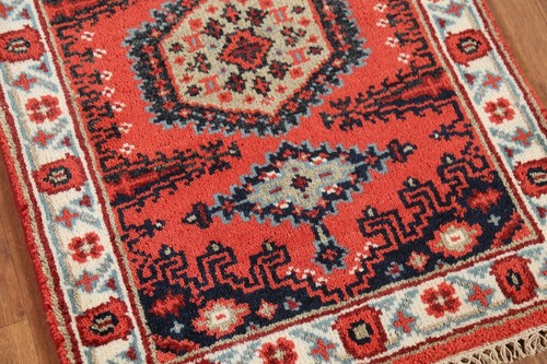 Authentic handcrafted tribal Rug Viss Geometric Indian Red Accent Rug 2x3 ft - Picture 6 of 15