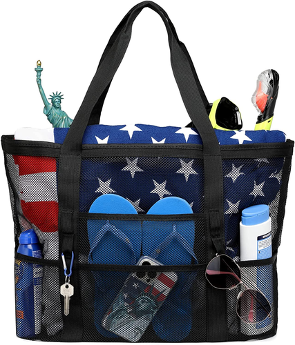 Mesh Beach Bag Family - Beach Tote 9 Pockets Cruise Vacation Essentials - Picture 12 of 12