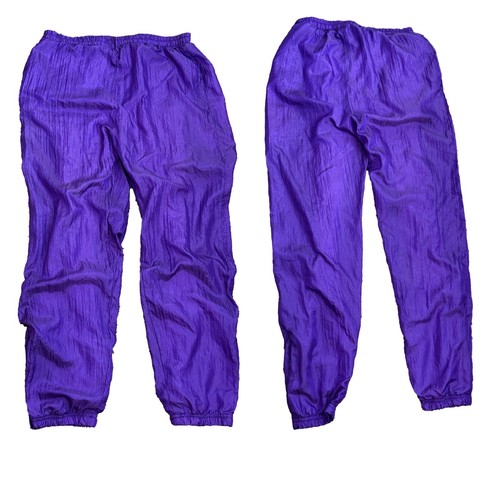 VTG Angel Sports Windbreaker Tracksuit Medium Jacket Large Pants Purple Crest - Picture 5 of 14