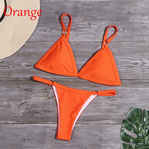 Womens Summer Sexy Bikini Set Beachwear Fashion Solid V Neck Bathing Swimwear - Picture 40 of 41