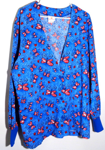 Women's Blue, Cotton Lab Coat by Peaches Brand in Size XL