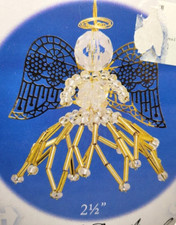 CCA CRYSTAL GOLDEN ANGELS Sensations Bead Christmas Ornament Craft Kit Makes 4