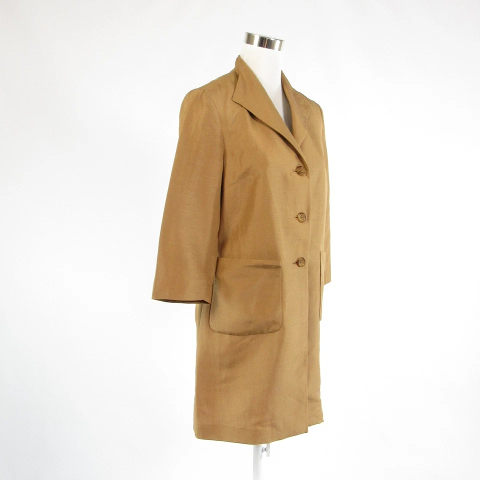 Abrigo manga 3/4 delantero botón DONCASTER mezcla lino caqui 6 Foto 3 de 4