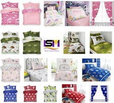 XMAS KIDS DUVET SET REVERSIBLE BOYS GIRL BEDDING SET QUILT PILLOWCASE CURTAINS