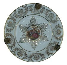 Decorative Serving Bowl Gold base French Couple Porcelain Painted 6.5"