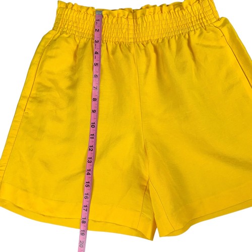 Ann Taylor Women's Shorts Medium Yellow Linen Blend Elastic Waist Pockets - Picture 6 of 9