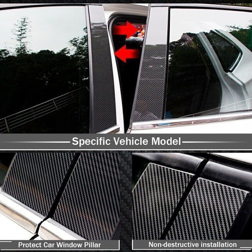 Cubierta de moldura de puerta de ventana postes de pilar de fibra de carbono 8 piezas para Nissan Sentra 20-24 - Imagen 5 de 5