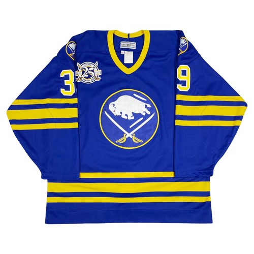 VTG 1995 BUFFALO SABRES #39 HASEK BLUE AND GOLD AUTHENTIC CCM JERSEY SIZE 48