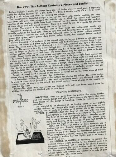 1940's VTG McCall Mallards in Flight Kaumagraph Transf. Cross Stitch Pattern 799 - Picture 2 of 2
