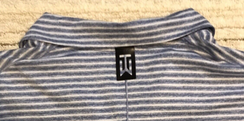 Nike Tiger Woods Mens XL Blue Striped Golf Polo Extra Large Dri Fit TW - Picture 4 of 14