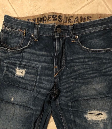 EXPRESS "DISTRESSED" JEANS mit STRATEGISCHEN RISSEN! 32x32 nie getragen! & SEHR COOL! - Bild 2 von 5