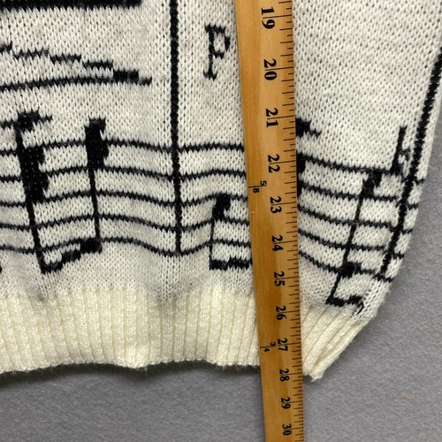 Vintage Albert Elovitz Sweater Mens XL Music Sheet Notes White Black Made in USA - Imagen 5 de 9