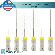 K Files Ro0t Canal 25mm Hand Endo Dental Hedstrom 6pcs Pack Reamers #08