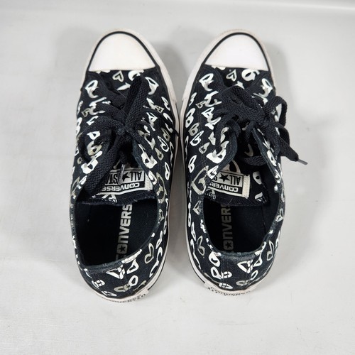 Converse Valentines Day Back and White Hearts Sneakers Women Size 6 Shoes - Picture 7 of 11