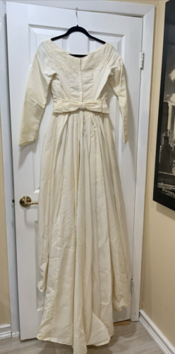 Vestido de novia vintage años 40 crema luz de velas satinado encaje cuentas perlas XS - Imagen 11 de 21